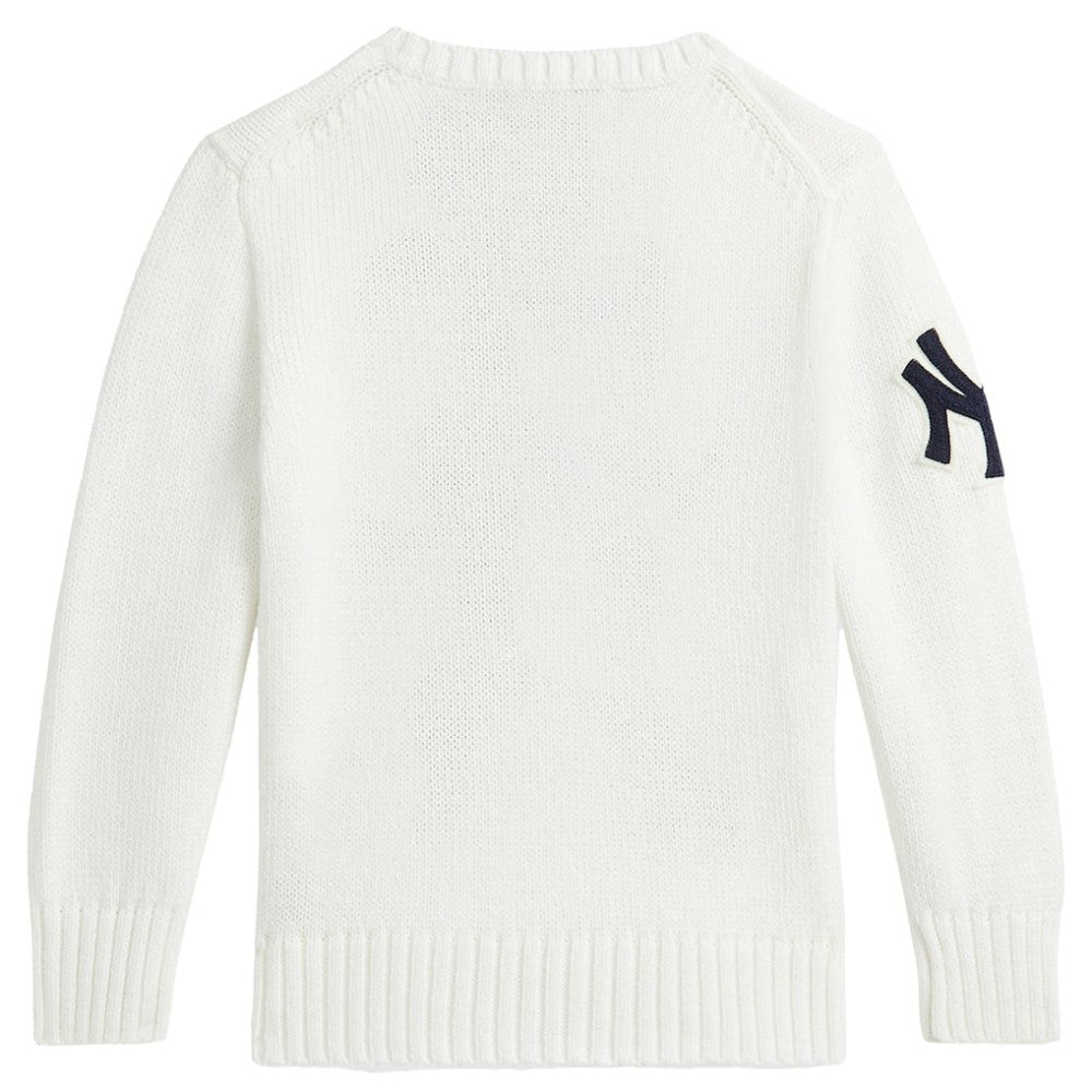 White Yankees Polo Ralph Lauren Preschool  Bear Pullover Sweater