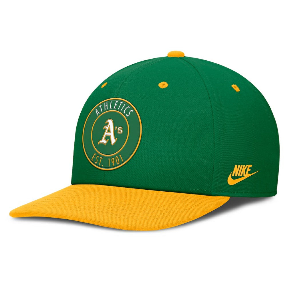 Green/Gold Athletics Nike Cooperstown Collection Pro Dri-FIT Snapback Hat