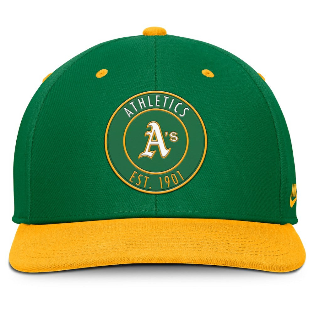 Green/Gold Athletics Nike Cooperstown Collection Pro Dri-FIT Snapback Hat