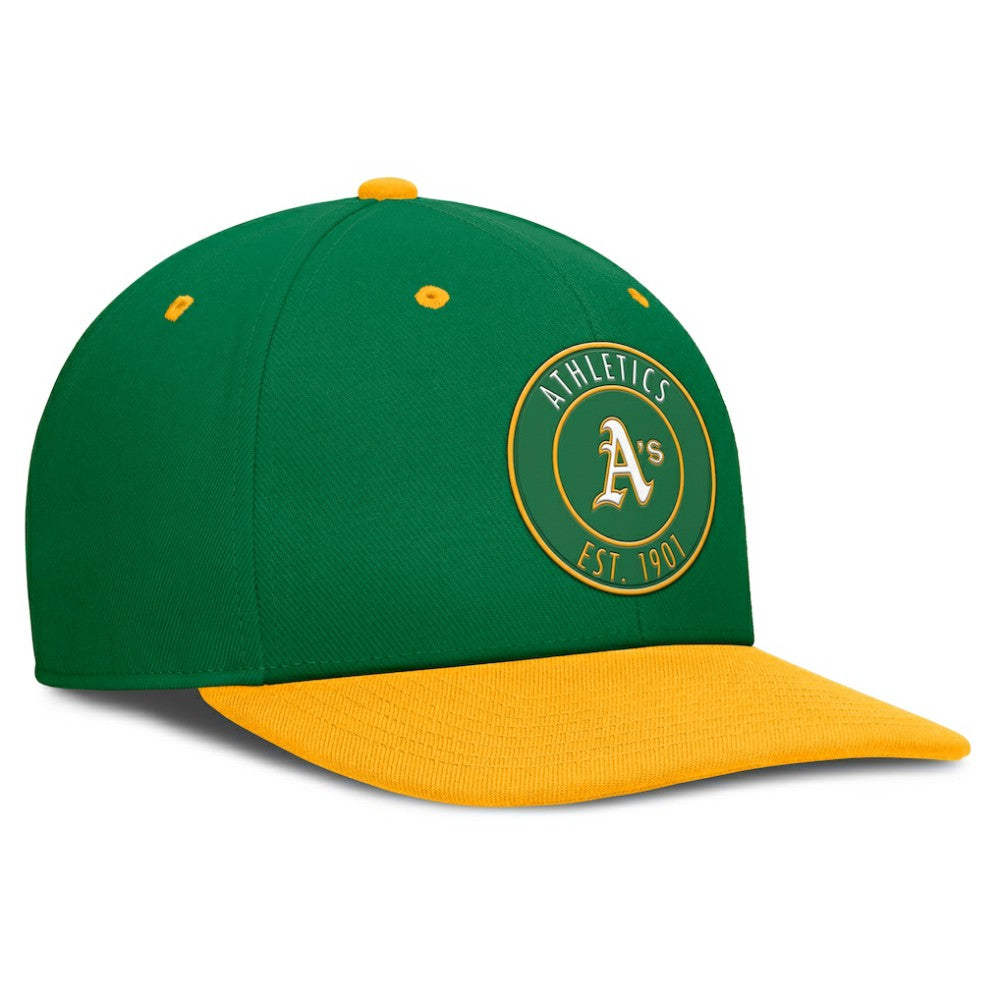 Green/Gold Athletics Nike Cooperstown Collection Pro Dri-FIT Snapback Hat