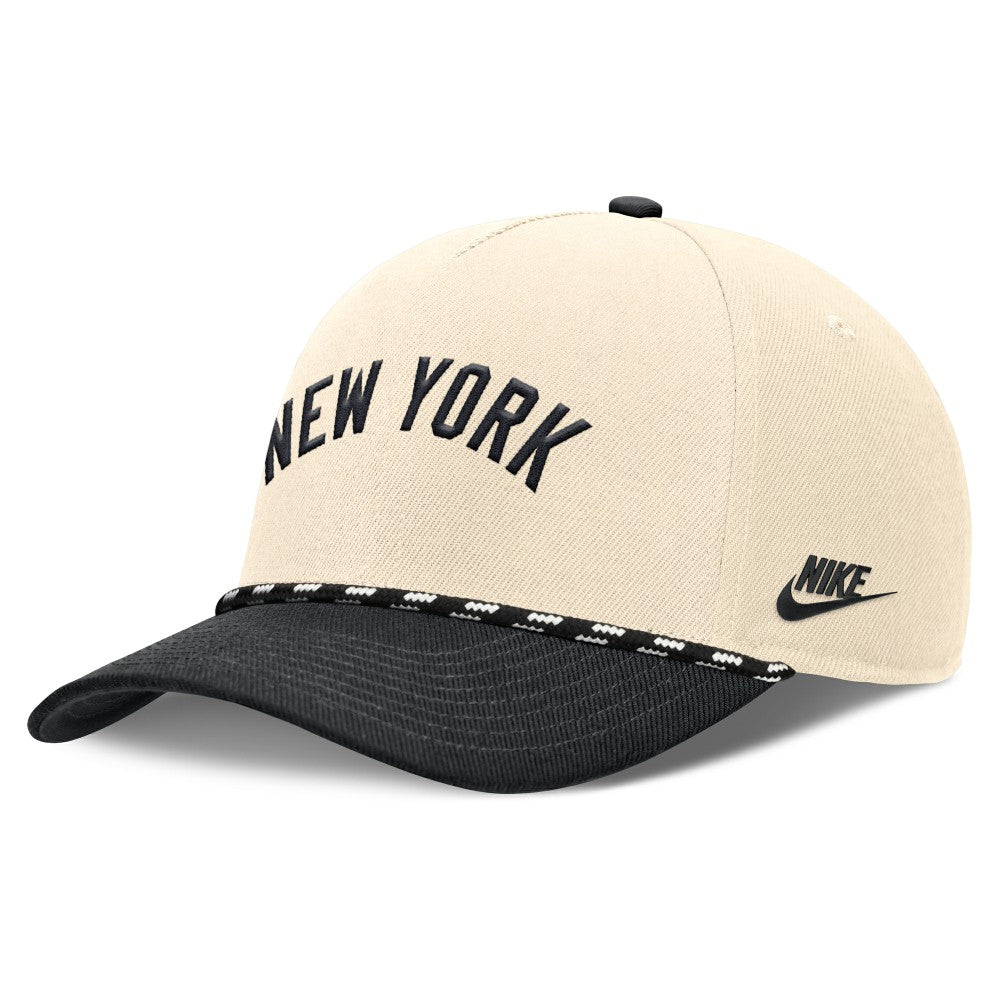 Natural/Black New York Yankees Nike Cooperstown Collection Rise Adjustable Hat
