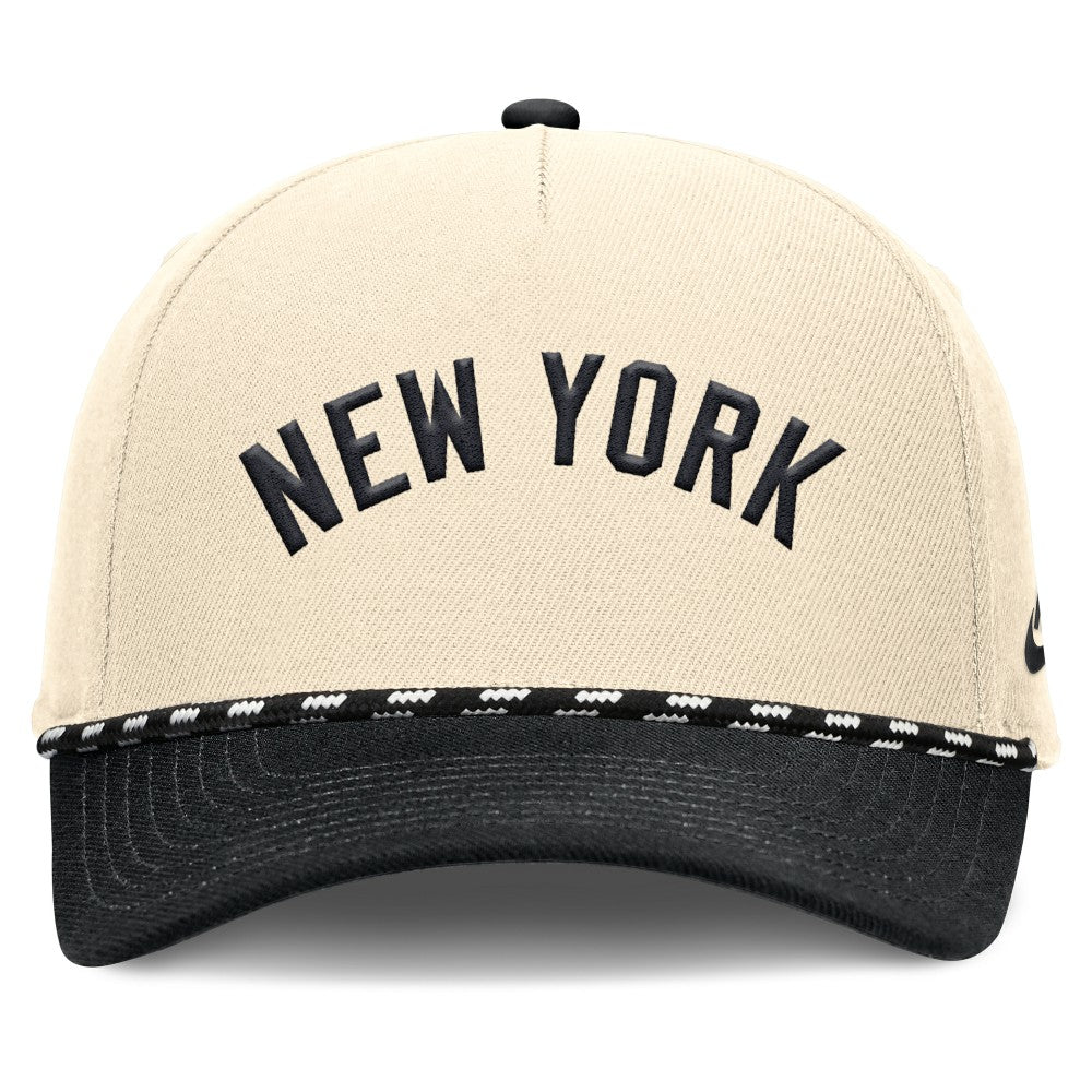 Natural/Black New York Yankees Nike Cooperstown Collection Rise Adjustable Hat