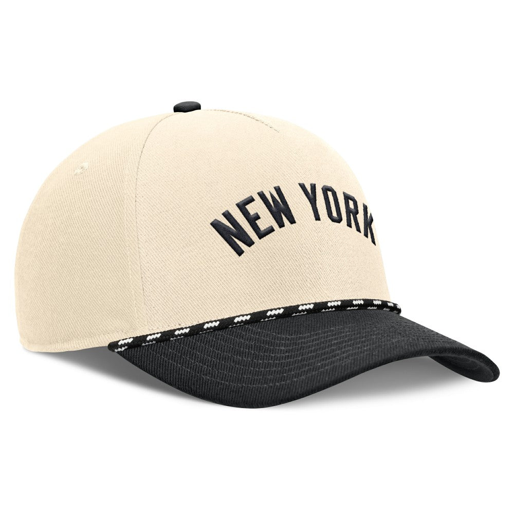 Natural/Black New York Yankees Nike Cooperstown Collection Rise Adjustable Hat