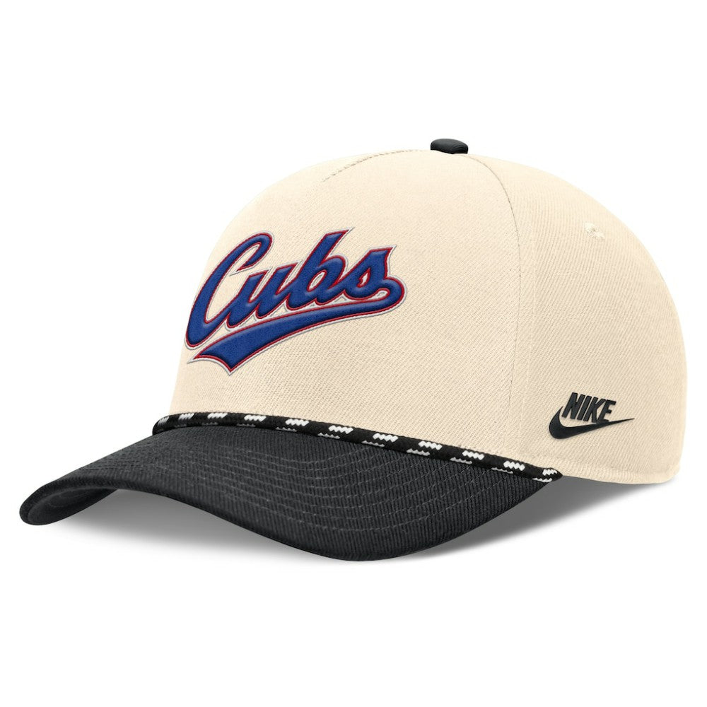 Natural/Black Chicago Cubs Nike Cooperstown Collection Rise Adjustable Hat