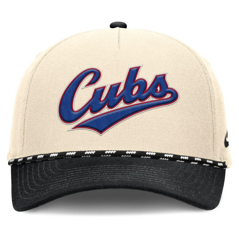 Natural/Black Chicago Cubs Nike Cooperstown Collection Rise Adjustable Hat