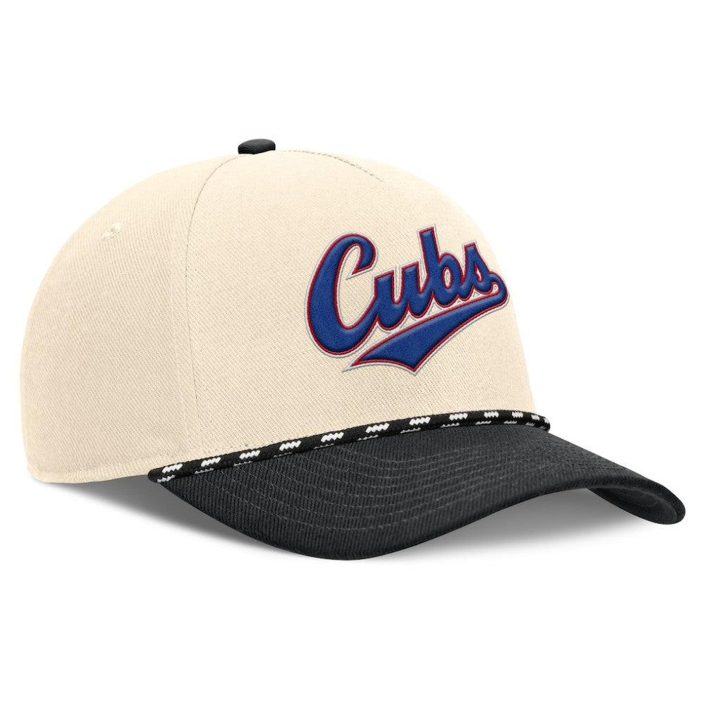 Natural/Black Chicago Cubs Nike Cooperstown Collection Rise Adjustable Hat