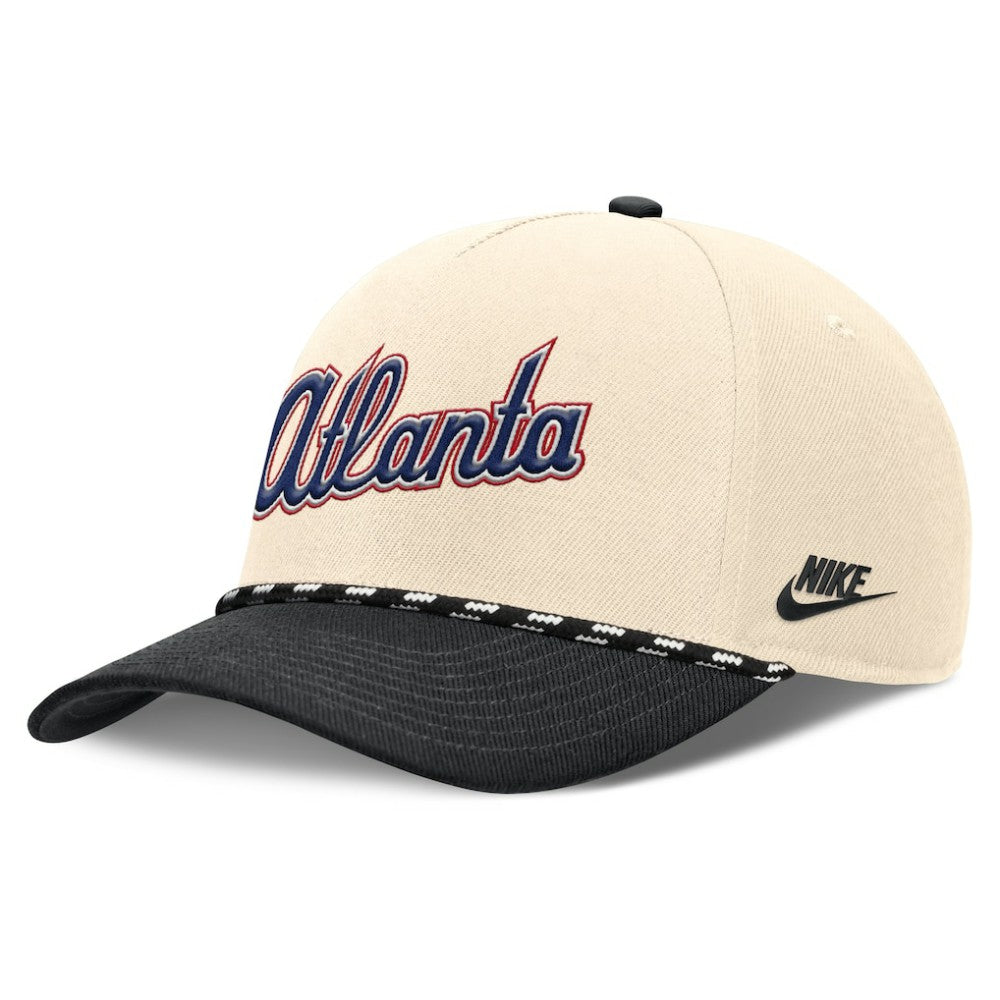 Natural/Black Atlanta Braves Nike Cooperstown Collection Rise Adjustable Hat