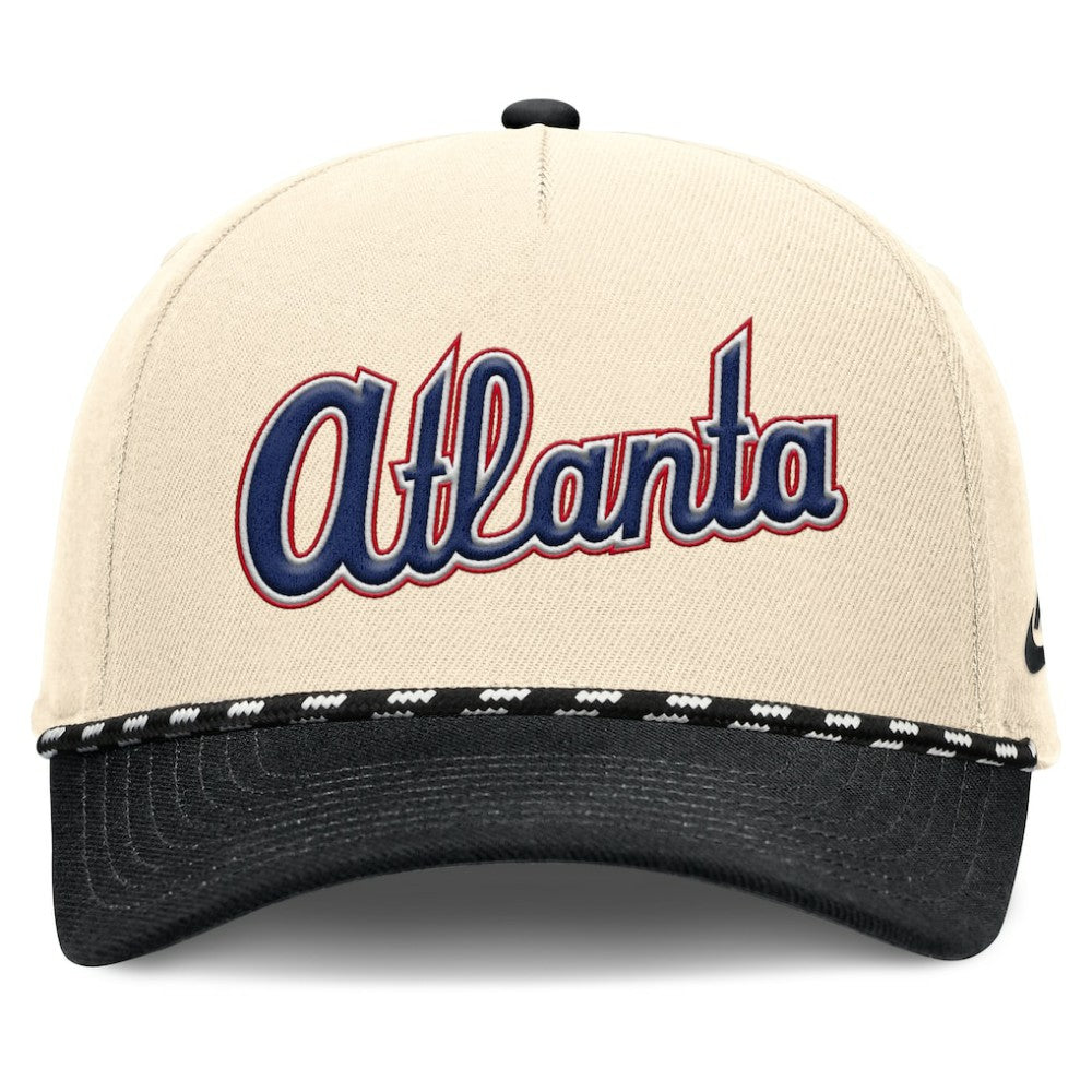 Natural/Black Atlanta Braves Nike Cooperstown Collection Rise Adjustable Hat