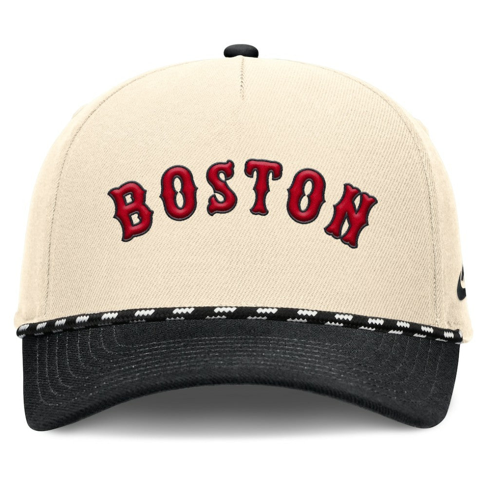 Natural/Black Boston Red Sox Nike Cooperstown Collection Rise Adjustable Hat