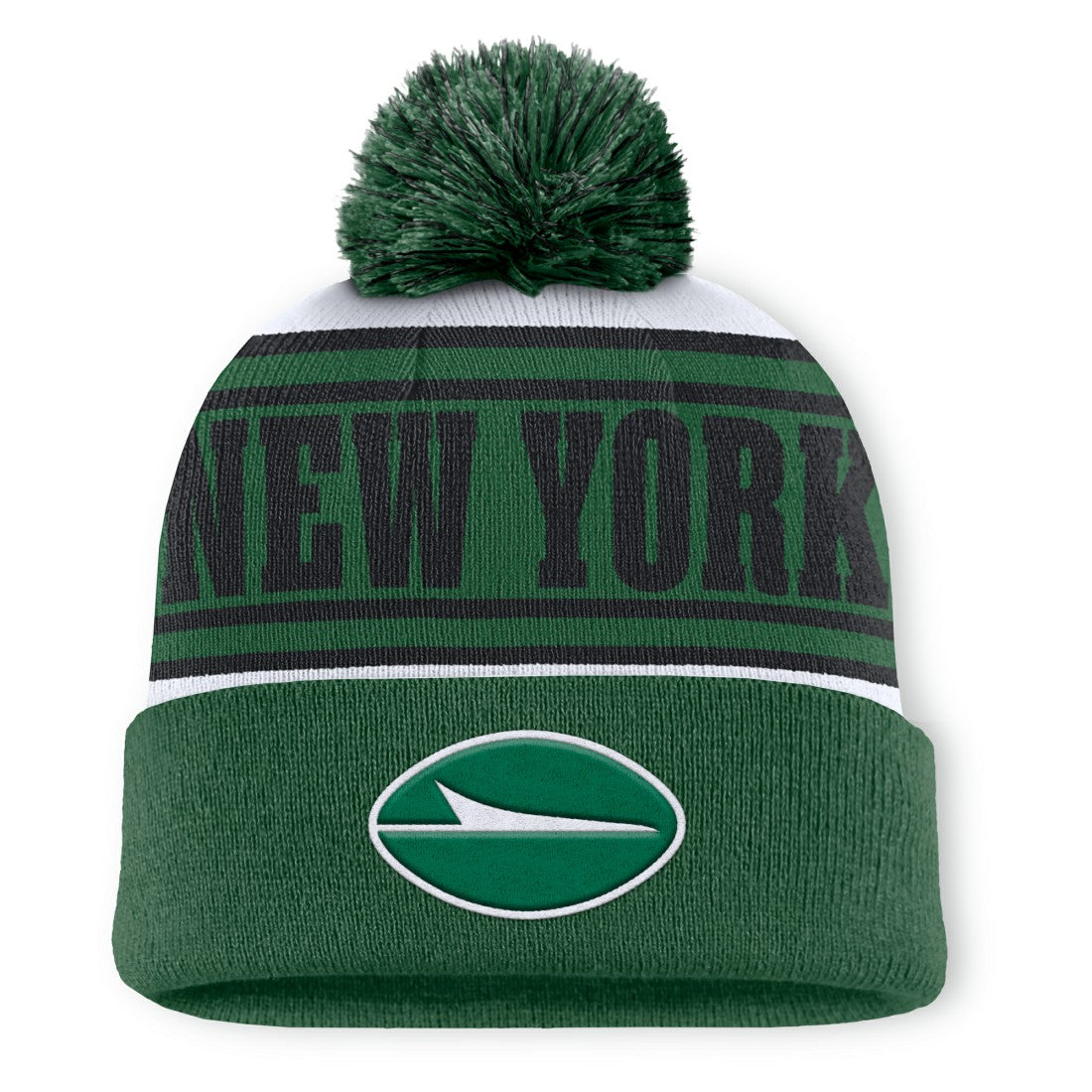 Center Cuffed Knit Hat with Pom - New York Jets Hats