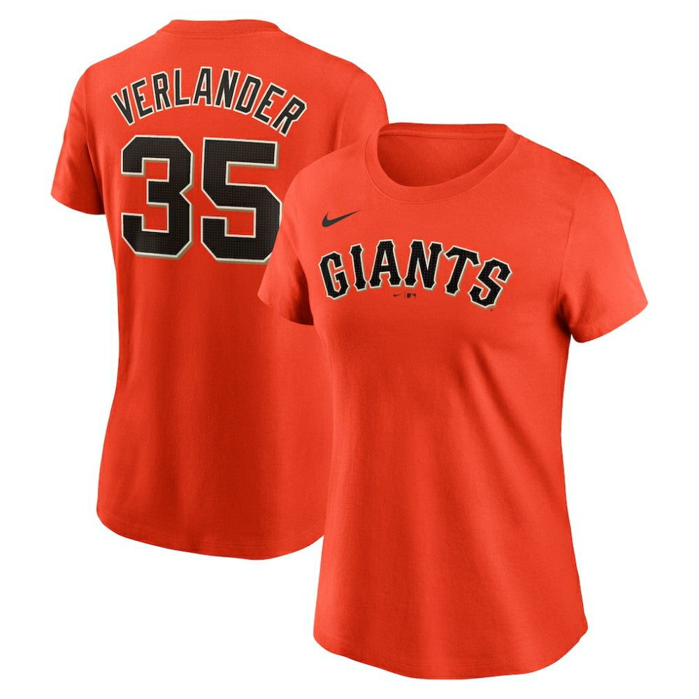 Orange Justin Verlander San Francisco Giants Nike Women's Cooperstown Collection Fuse Name & Number T-Shirt
