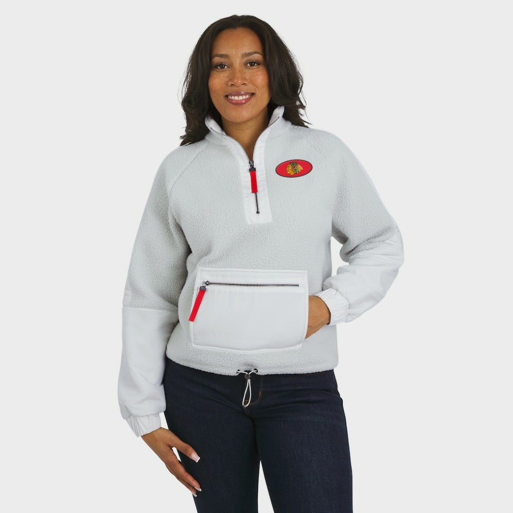 NHL Chicago Blackhawks WEAR by Erin Andrews Women's Polar Fleece Quarter-Zip Jacket