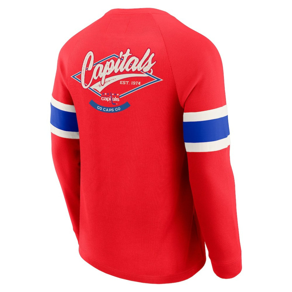 NHL Washington Capitals Darius Rucker Collection by Fanatics Waffle-Knit Raglan Long Sleeve Henley T-Shirt
