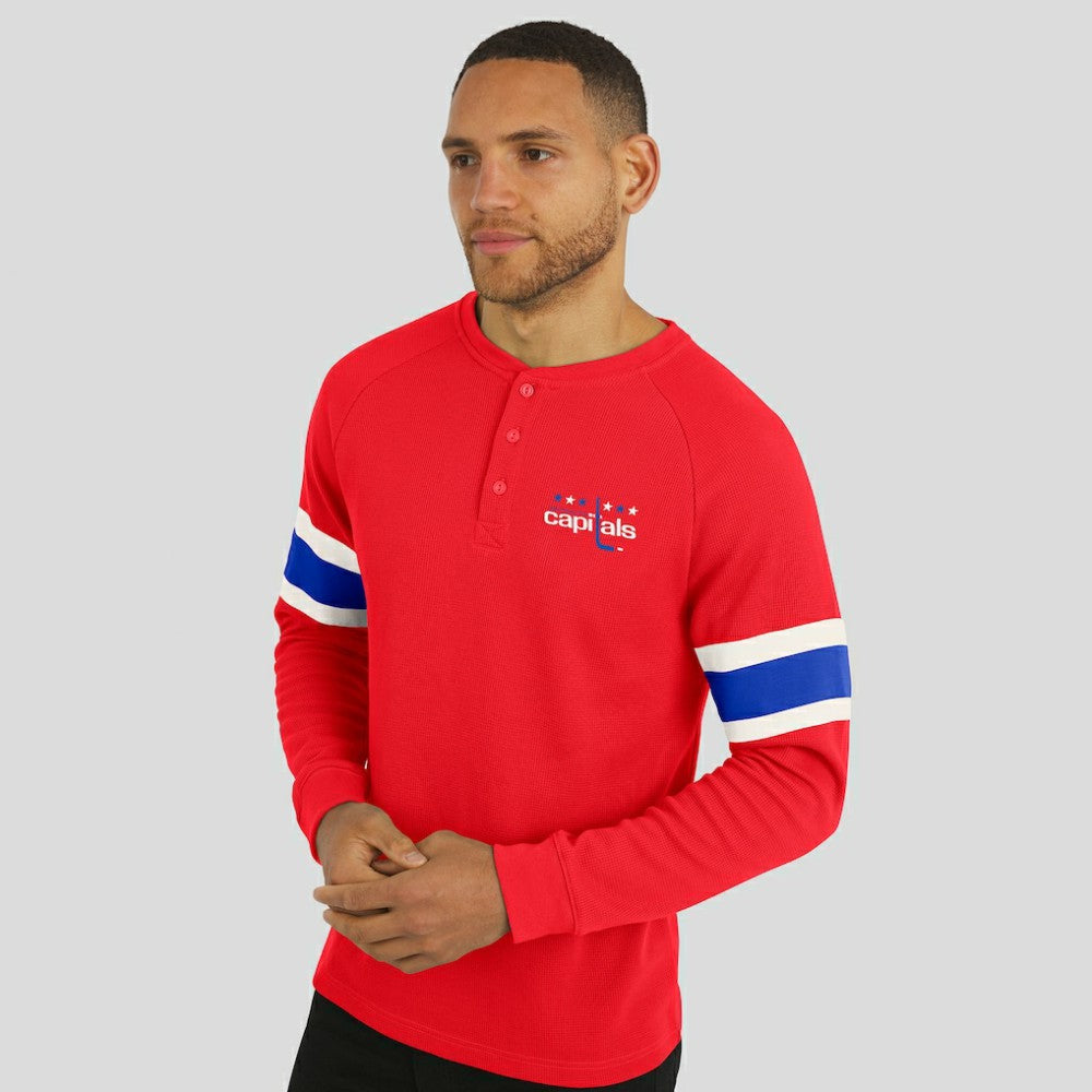 NHL Washington Capitals Darius Rucker Collection by Fanatics Waffle-Knit Raglan Long Sleeve Henley T-Shirt
