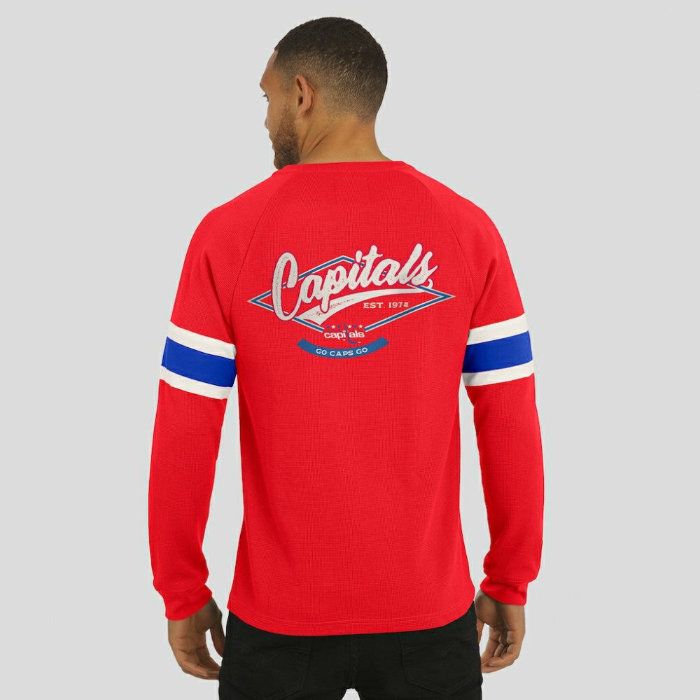 NHL Washington Capitals Darius Rucker Collection by Fanatics Waffle-Knit Raglan Long Sleeve Henley T-Shirt
