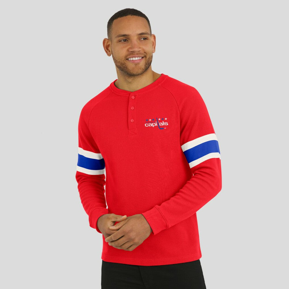 NHL Washington Capitals Darius Rucker Collection by Fanatics Waffle-Knit Raglan Long Sleeve Henley T-Shirt