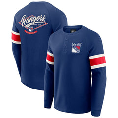 NHL New York Rangers Darius Rucker Collection by Fanatics Waffle-Knit Raglan Long Sleeve Henley T-Shirt