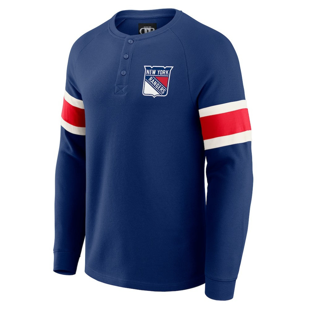 NHL New York Rangers Darius Rucker Collection by Fanatics Waffle-Knit Raglan Long Sleeve Henley T-Shirt