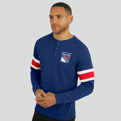 NHL New York Rangers Darius Rucker Collection by Fanatics Waffle-Knit Raglan Long Sleeve Henley T-Shirt