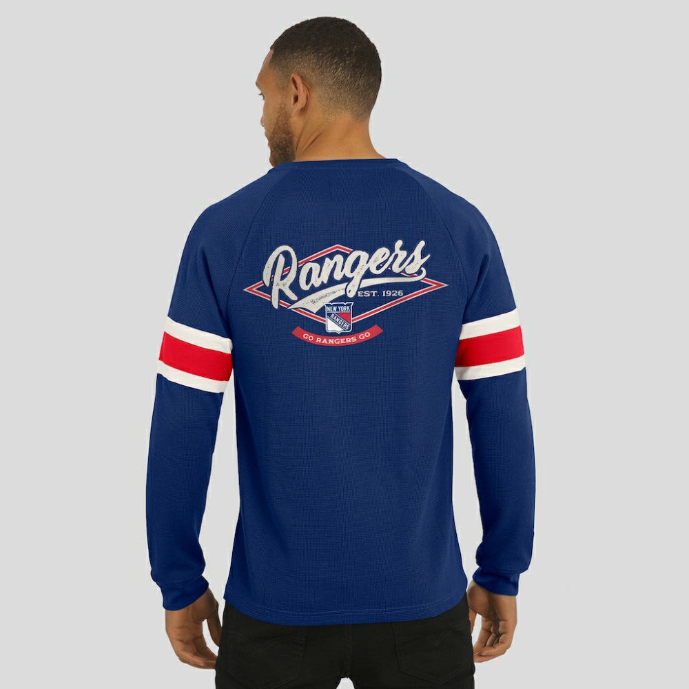 NHL New York Rangers Darius Rucker Collection by Fanatics Waffle-Knit Raglan Long Sleeve Henley T-Shirt