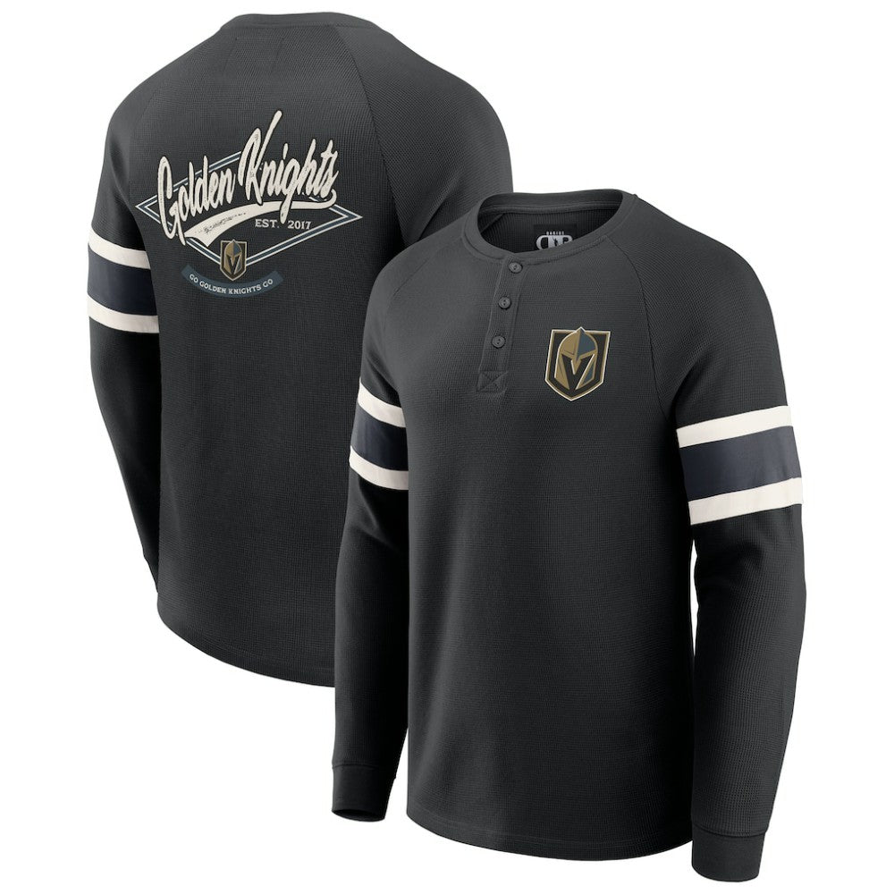 NHL Vegas Golden Knights Darius Rucker Collection by Fanatics Waffle-Knit Raglan Long Sleeve Henley T-Shirt