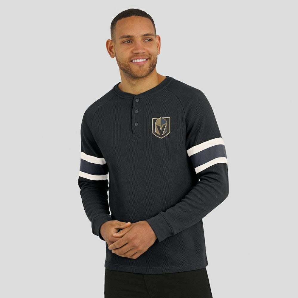 NHL Vegas Golden Knights Darius Rucker Collection by Fanatics Waffle-Knit Raglan Long Sleeve Henley T-Shirt