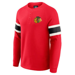 NHL Chicago Blackhawks Darius Rucker Collection by Fanatics Waffle-Knit Raglan Long Sleeve Henley T-Shirt