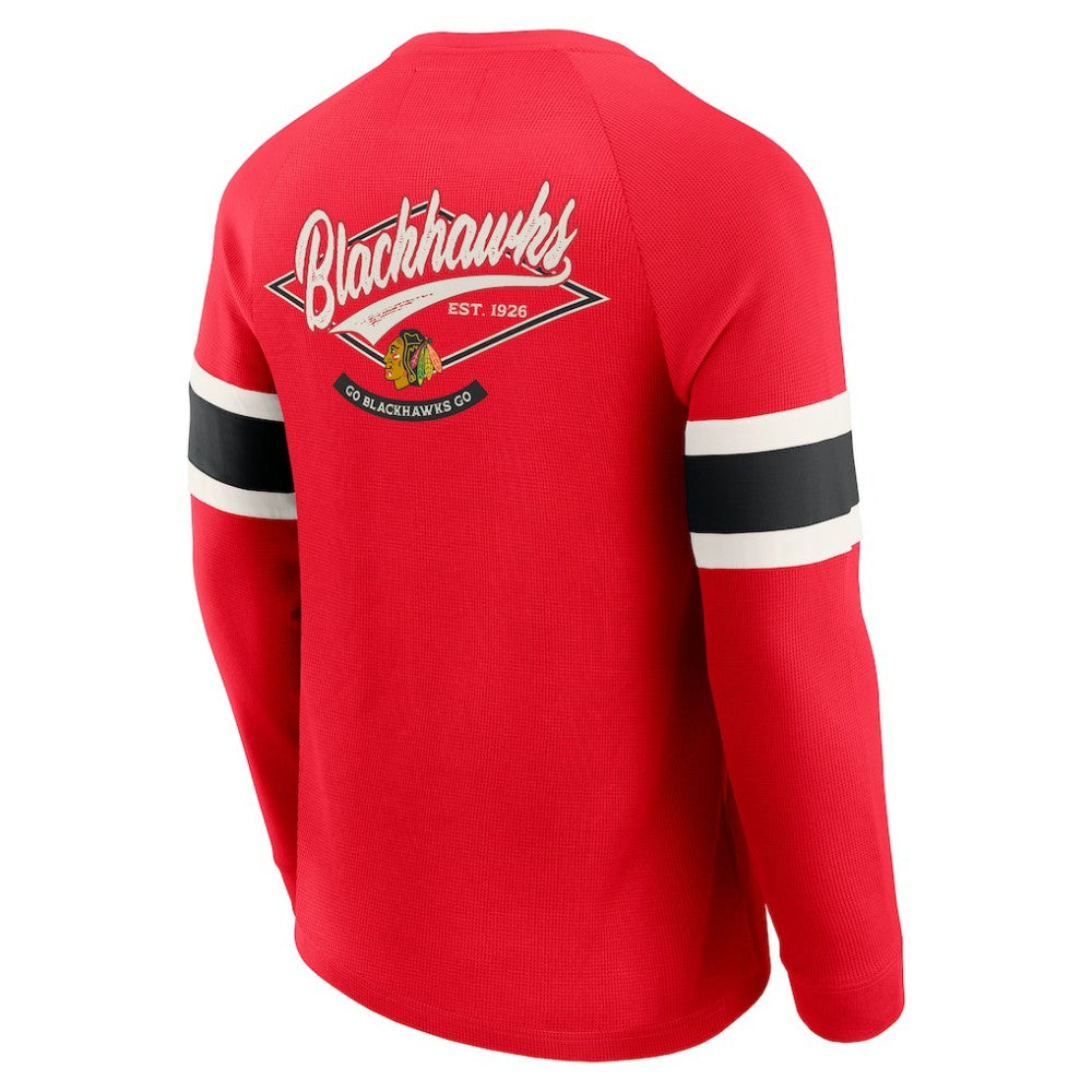 NHL Chicago Blackhawks Darius Rucker Collection by Fanatics Waffle-Knit Raglan Long Sleeve Henley T-Shirt