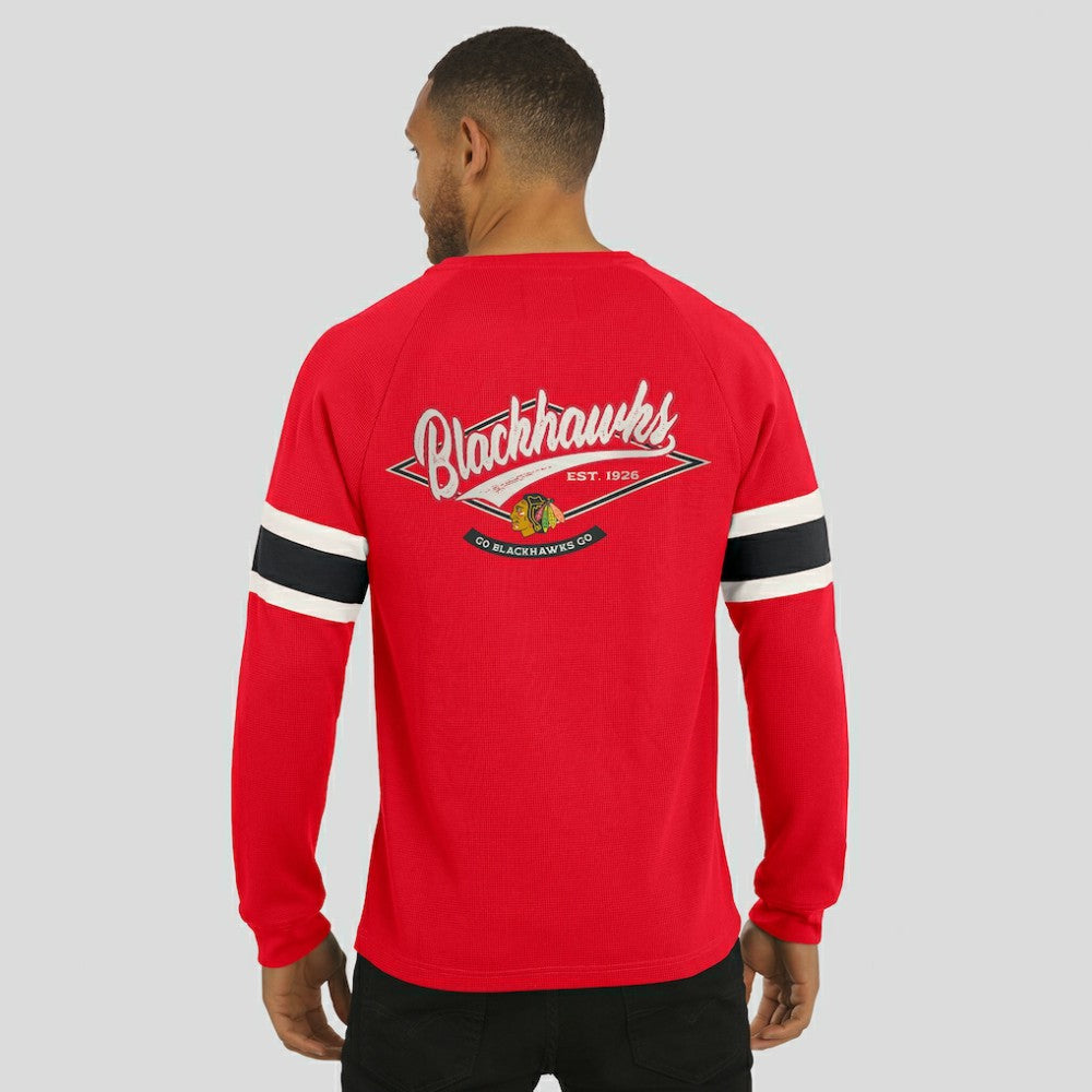 NHL Chicago Blackhawks Darius Rucker Collection by Fanatics Waffle-Knit Raglan Long Sleeve Henley T-Shirt