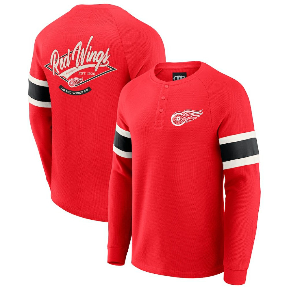 NHL Detroit Red Wings Darius Rucker Collection by Fanatics Waffle-Knit Raglan Long Sleeve Henley T-Shirt