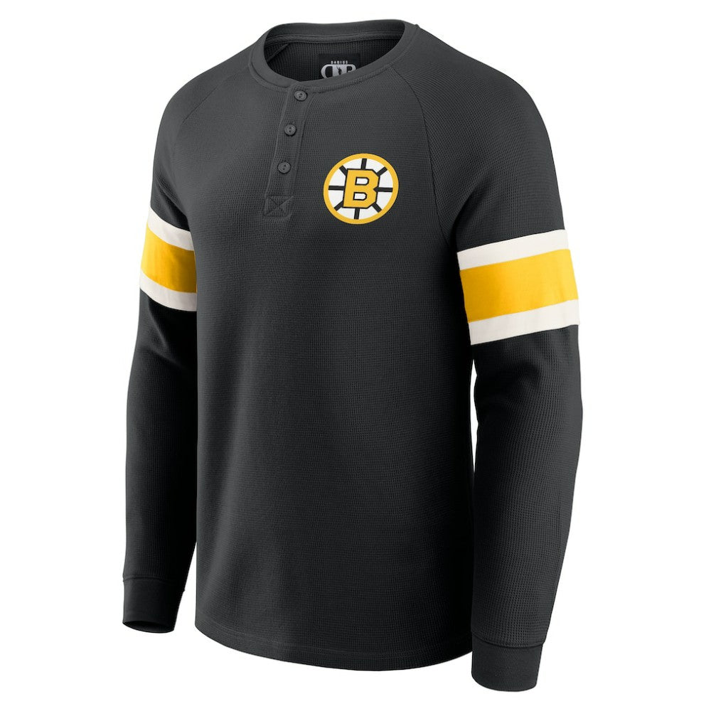 NHL Boston Bruins Darius Rucker Collection by Fanatics Waffle-Knit Raglan Long Sleeve Henley T-Shirt