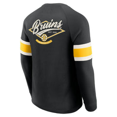 NHL Boston Bruins Darius Rucker Collection by Fanatics Waffle-Knit Raglan Long Sleeve Henley T-Shirt
