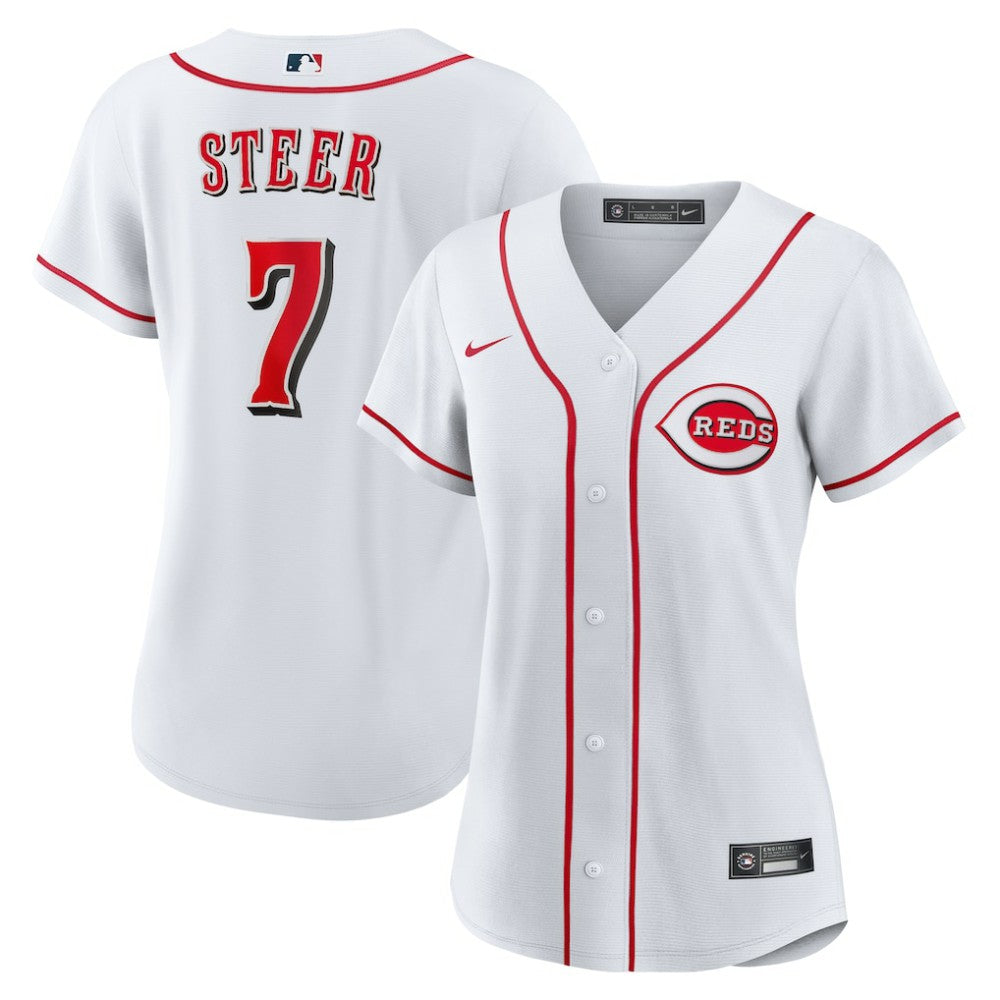 White Spencer Steer Cincinnati Reds Nike Women's Home Replica Jersey