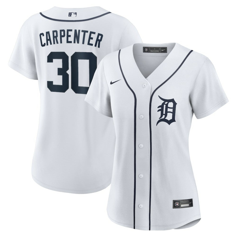 White Kerry Carpenter Detroit Tigers Nike Women's Home Replica Jersey