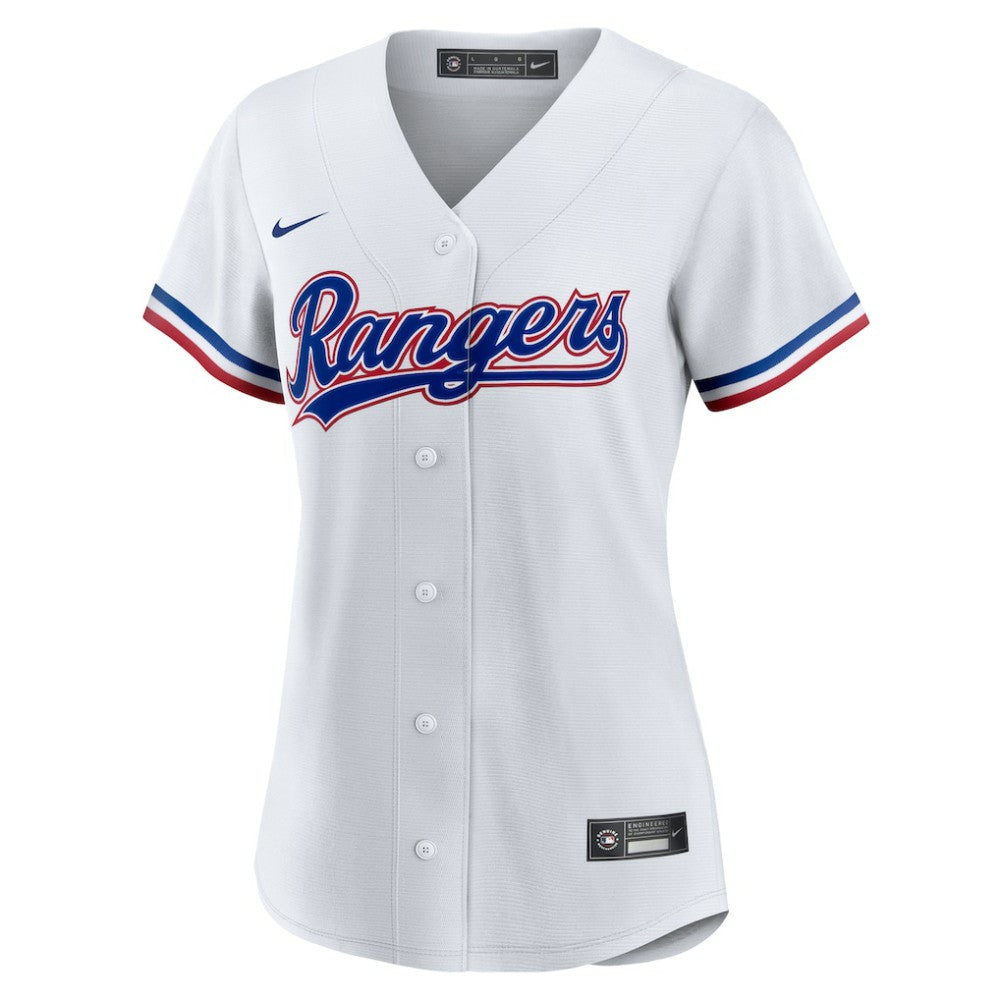 White Jake Burger Texas Rangers Nike Women's Home Replica Jersey