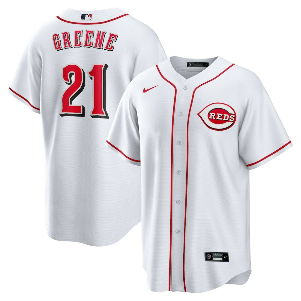 White Hunter Greene Cincinnati Reds Nike Home Replica Jersey