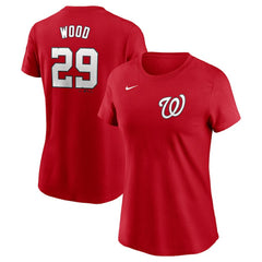 Red James Wood Washington Nationals Nike Women's Cooperstown Collection Fuse Name & Number T-Shirt
