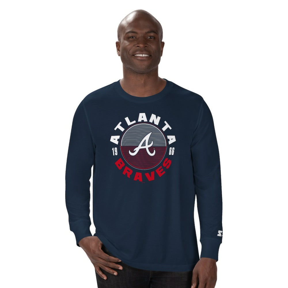 Navy Atlanta Braves Starter Halftime Long Sleeve T-Shirt