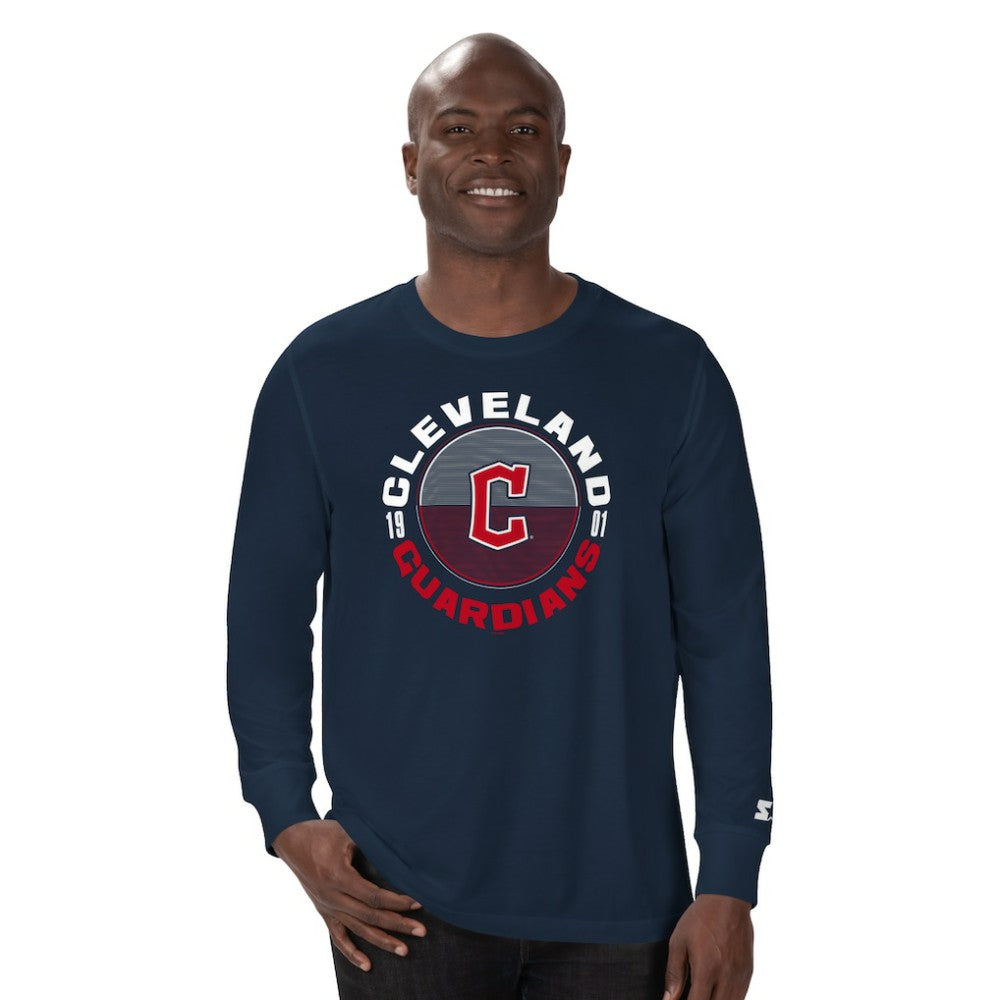 Navy Cleveland Guardians Starter Halftime Long Sleeve T-Shirt