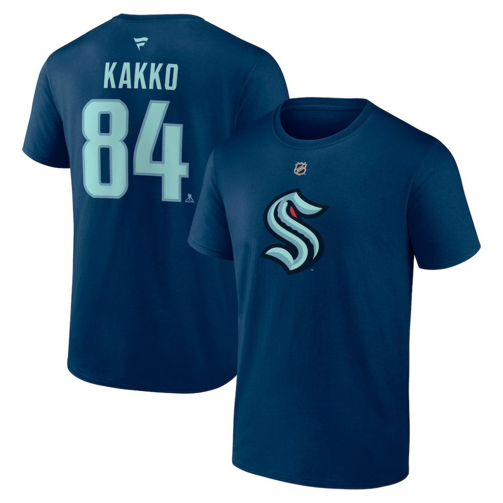 NHL Kaapo Kakko Seattle Kraken Fanatics Authentic Stack Name & Number T-Shirt