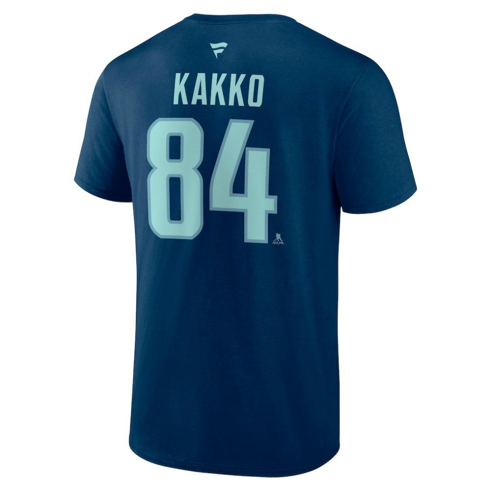 NHL Kaapo Kakko Seattle Kraken Fanatics Authentic Stack Name & Number T-Shirt