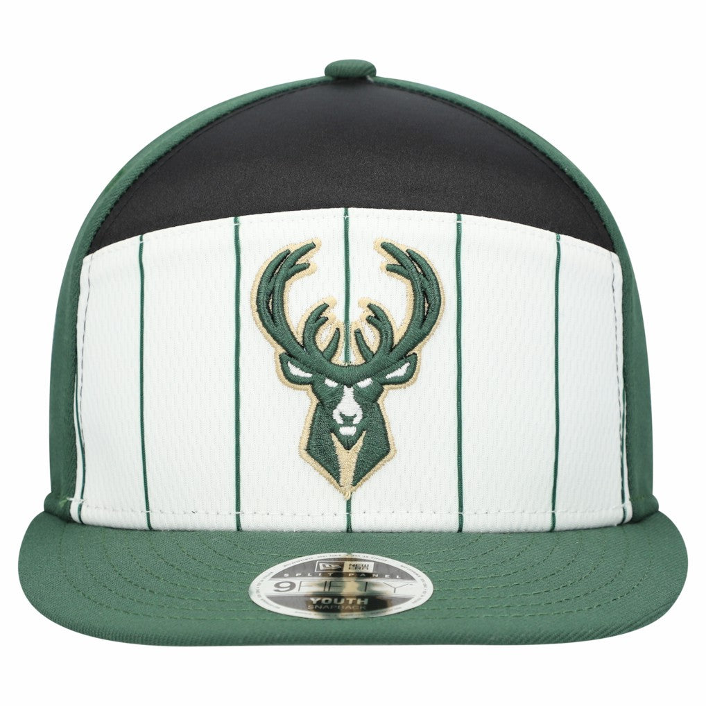 New Era Milwaukee Bucks Youth 2025 NBA Tip Off Split Panel 9FIFTY Snapback Hat