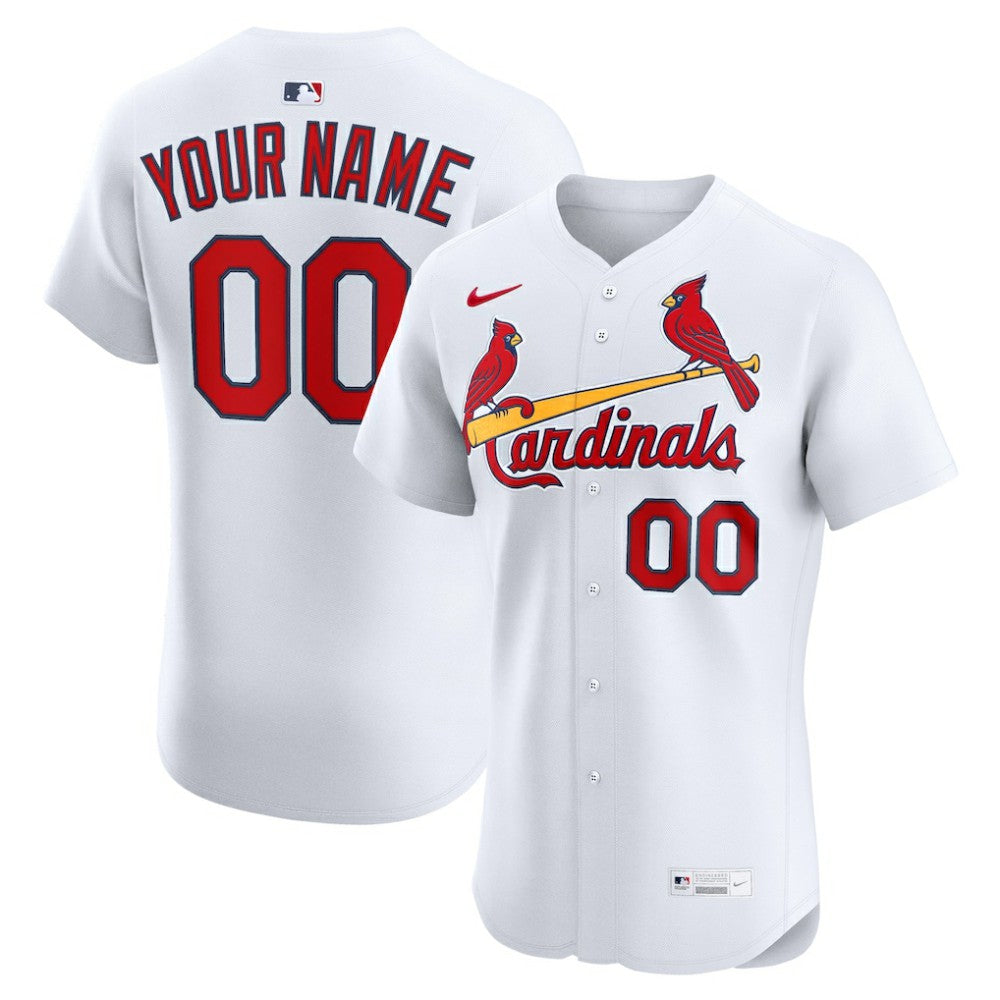 White St. Louis Cardinals Nike Home Elite Custom Jersey