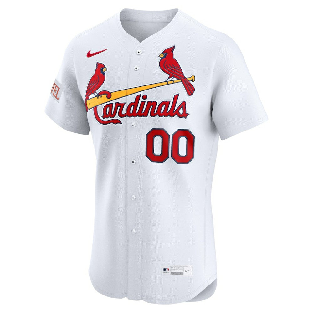 White St. Louis Cardinals Nike Home Elite Sponsor Patch Custom Jersey