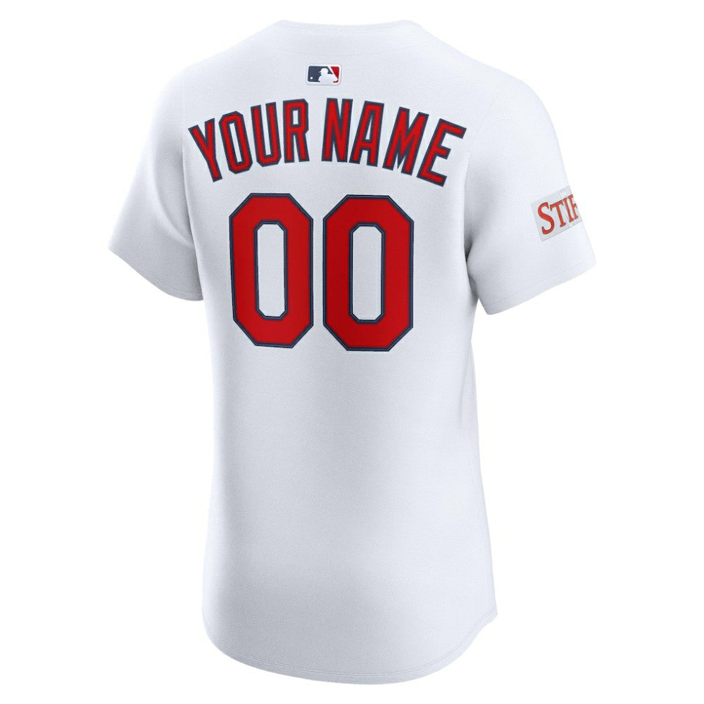 White St. Louis Cardinals Nike Home Elite Sponsor Patch Custom Jersey