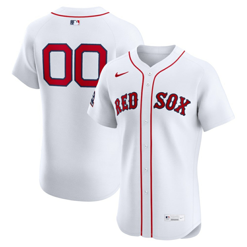 White Boston Red Sox Nike Home Elite Sponsor Patch Custom Jersey
