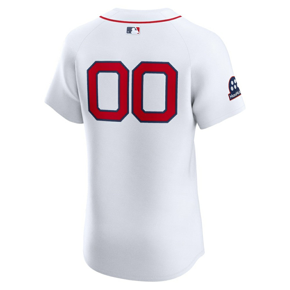 White Boston Red Sox Nike Home Elite Sponsor Patch Custom Jersey