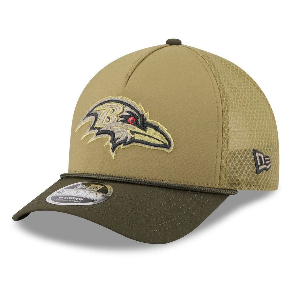 Youth 2025 Salute to Service 9FORTY A-Frame Adjustable Hat - Baltimore Ravens Hats