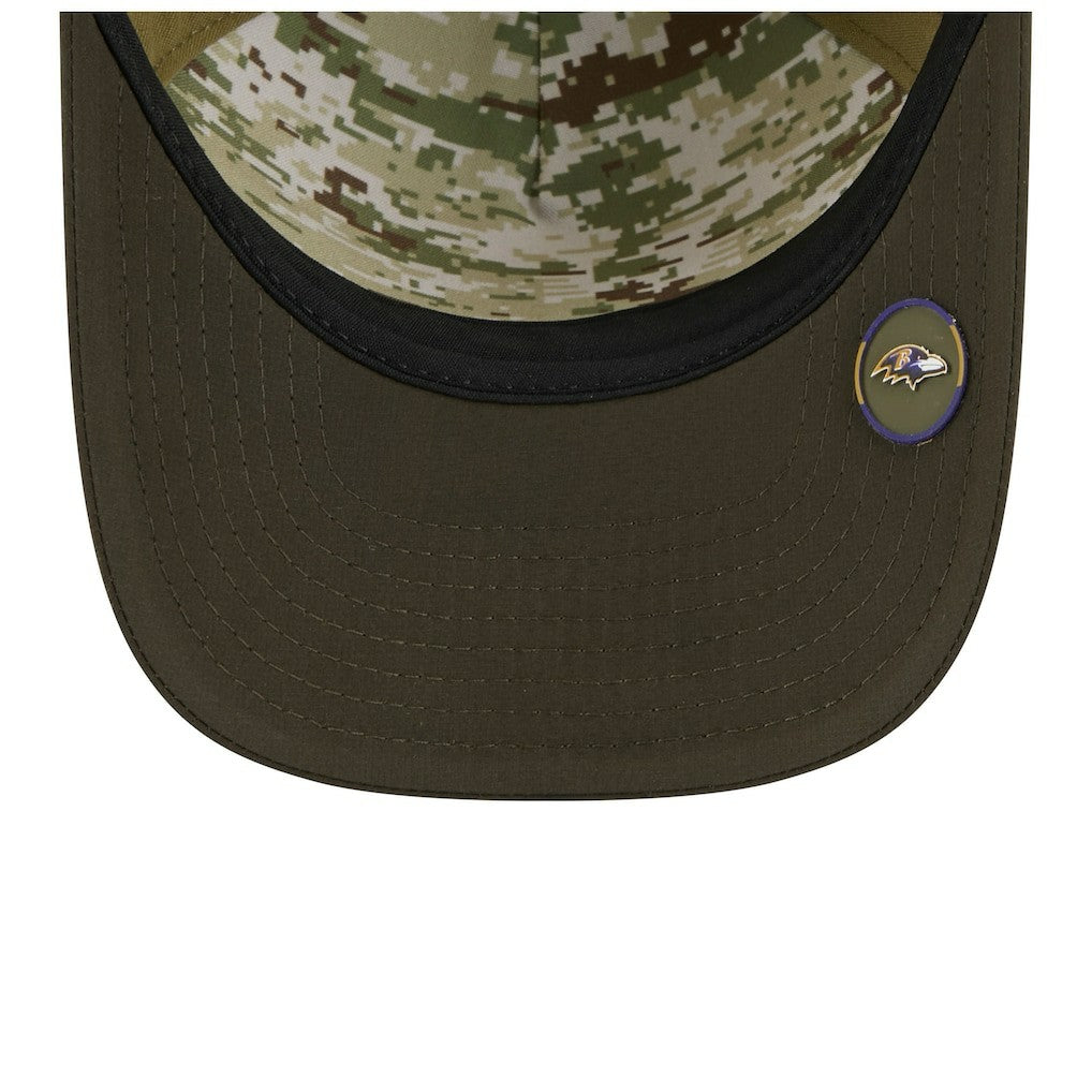 Youth 2025 Salute to Service 9FORTY A-Frame Adjustable Hat - Baltimore Ravens Hats