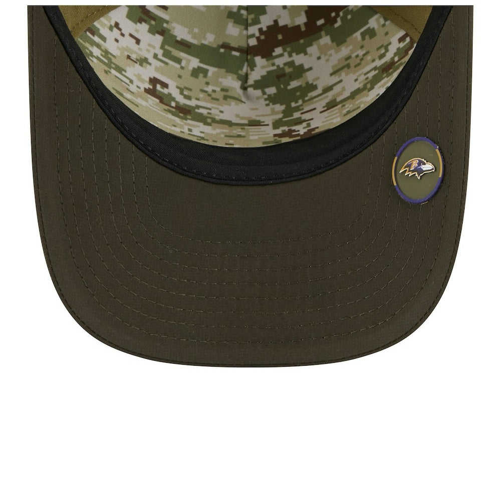 Youth 2025 Salute to Service 9FORTY A-Frame Adjustable Hat - Baltimore Ravens Hats